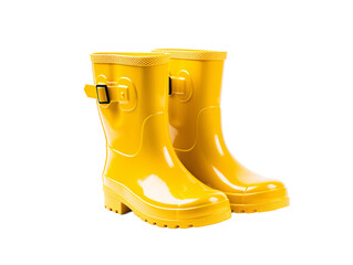 a pair of yellow rain boots - Powered by Adobe