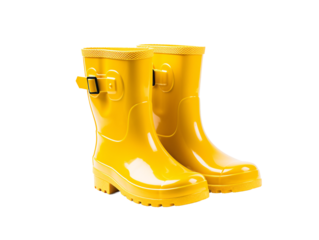a pair of yellow rain boots