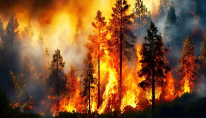 Incendie, feu de forêt - obrazy, fototapety, plakaty