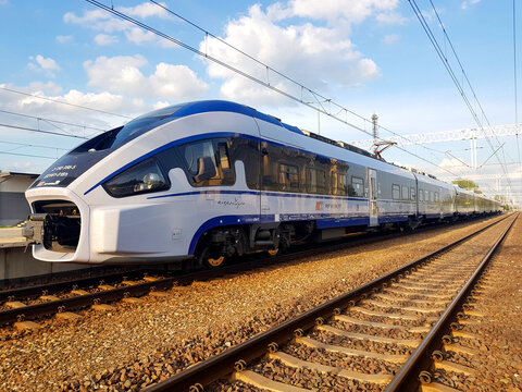 Naleczow, Poland - May 15, 2021: Intercity train ED161 Dart. Polish railway