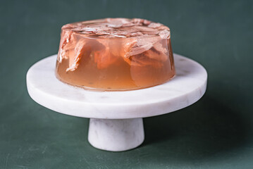 Jelly with meat, beef aspic, traditional dish.