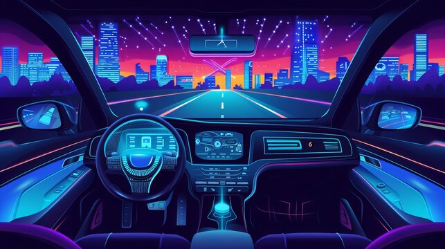 Driverless technology automatic driving illustration