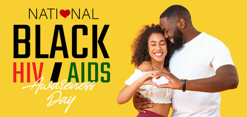 Awareness banner for National Black / HIV AIDS Awareness Day with young African-American couple