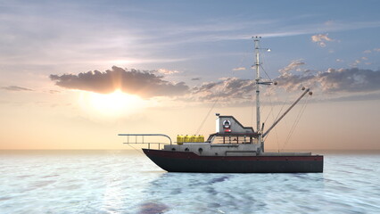 漁船　3DCG レンダリング