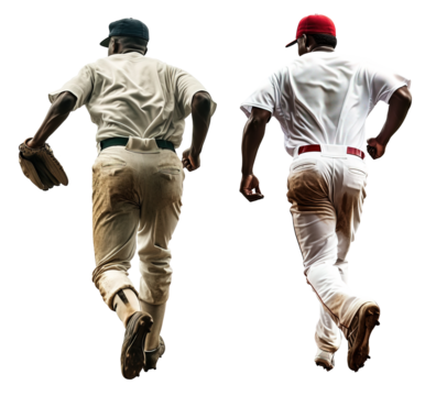 Back view of Latin baseball players over white transparent background - Powered by Adobe