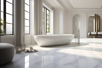 Banheiro clean em mármore branco - obrazy, fototapety, plakaty