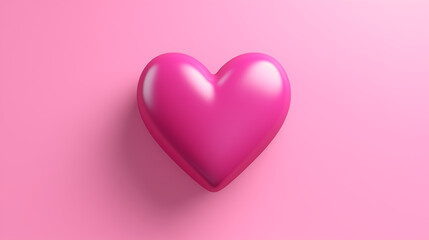 3d Red heart on pink background. heart icon, like and love