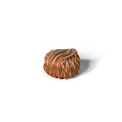 Zephyr or marshmallow covered in chocolate isolated on white background. Candy bar, sweets and dessert