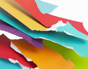 3d render, blank assorted ripped colorful paper pieces isolated on white background. Abstract modern wallpaper