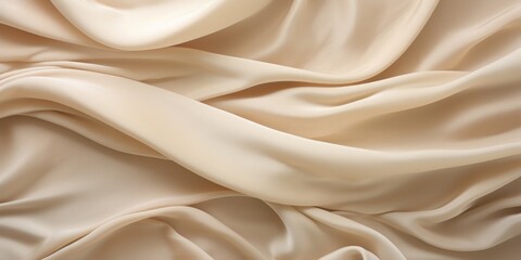Obraz premium Satin Fabric with Elegant Draped Folds. Beige Textile Background. Generative AI
