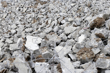 Broken concrete, Piles of rubble after house demolition