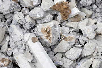 Broken concrete, Piles of rubble after house demolition