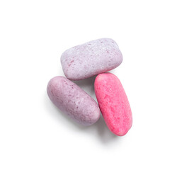 Color chewing gums on white background