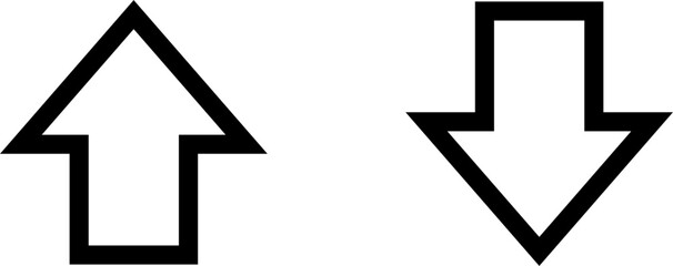 Black Up and Down Arrow Stock Market Inflation Interest Rate or Price Icon Set. Vector Image.	
