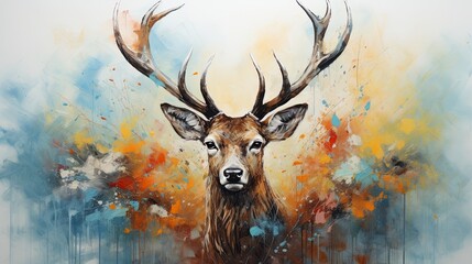 Abstract deer oil painting