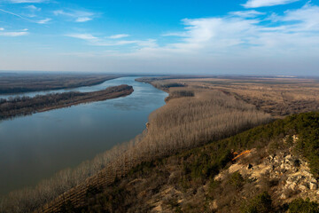Danube Majesty: Aerial Forest Peaks by the River