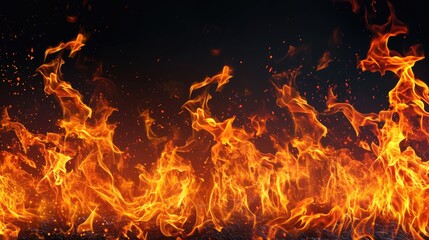 Fototapeta na wymiar Burning fire flames on dark background