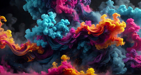 Fototapeta na wymiar Colorful flame smoke waves background. Generative ai