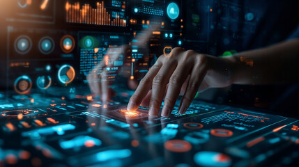 Person Operating Sound Board in Recording Studio