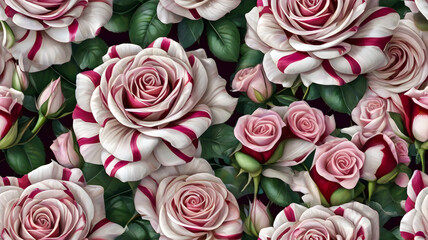 Seamless beautiful pink camellia roses pattern, wallpaper design. Generative ai