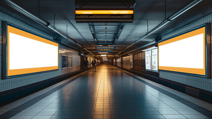 Empty Subway Station With Two Vacant Billboards - obrazy, fototapety, plakaty