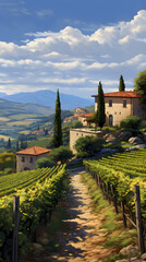 Scenic European Vineyard: A Picturesque Blend of Manmade and Natural Beauty