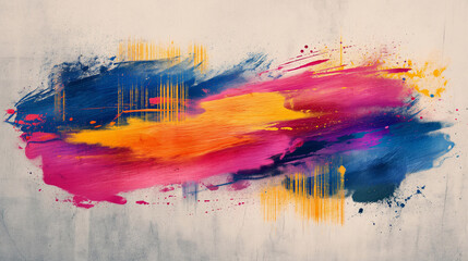 Abstract Painting: Multicolored Paint Splatters on White Wall