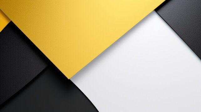 Background of three colors modern design, black, white and yellow. 3D illustration of exuberant. generative AI