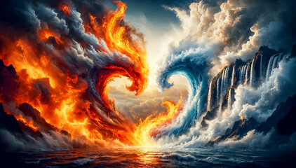 Opposites attract. Contrasting energies forming human heard, yin and yang, union of distinct hearts.