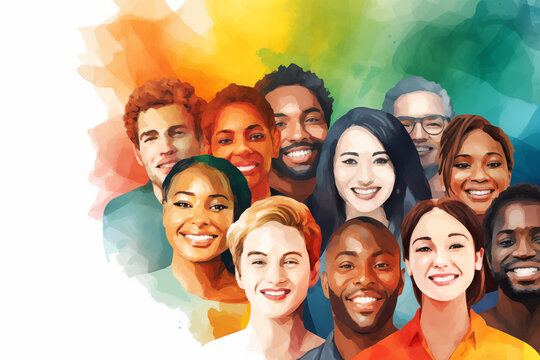 Diversity and inclusion. We are all better together. Diverse people, faces, colorful, POC