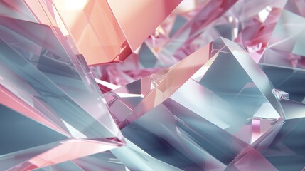 Pink and blue abstract crystal-like geometric shapes - obrazy, fototapety, plakaty