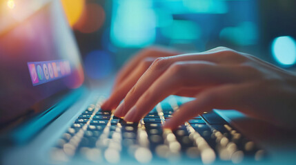 Close Up of Person Typing on Laptop Keyboard