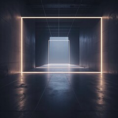 Mockup of an empty dark room illuminated by laser beams