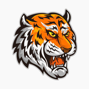 tiger face head mascot sport logo