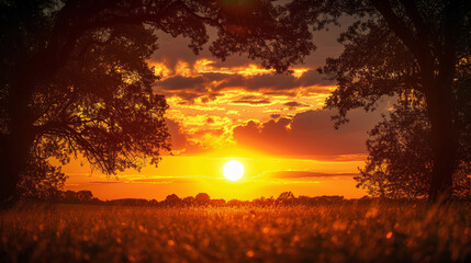 Obraz premium Golden Horizon: Serene Sunset Silhouette