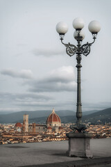Panorama of Florence at sunrise in winter from Michelangelo Square. The best view in the world.