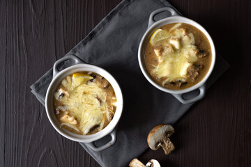 German food. Seasoned chicken meat