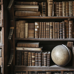 Bare Bookshelf in a Scholar's Study - obrazy, fototapety, plakaty