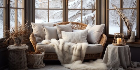 Cozy winter interior decor.