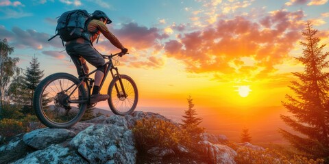 Fototapeta premium Male cyclist doing mountain bike