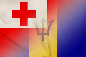 Tonga and Barbados government flag international relations BRB TON - obrazy, fototapety, plakaty