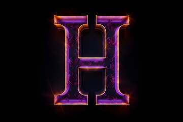 Neon letter H, black bacakground
