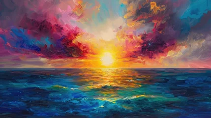 Crédence de cuisine en verre imprimé Coucher de soleil sur la plage Colorful sunset over ocean