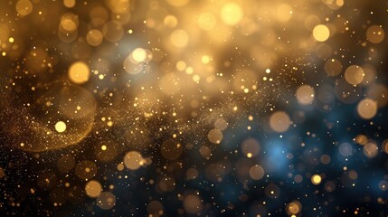 Golden focus lights with sparkle dust background