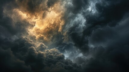 Naklejka na ściany i meble Light in the Dark and Dramatic Storm Clouds