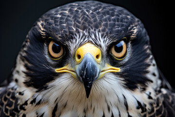 Close up macro of peregrine falcon, bird of pray