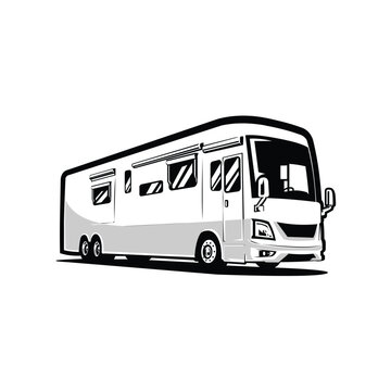 recommend clip art: RV Motorhome Trailer Vector Art Illustration. Monochrome Silhouette Vector Isolated in White Background