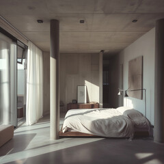 Fototapeta na wymiar Modern minimalistic bedroom
