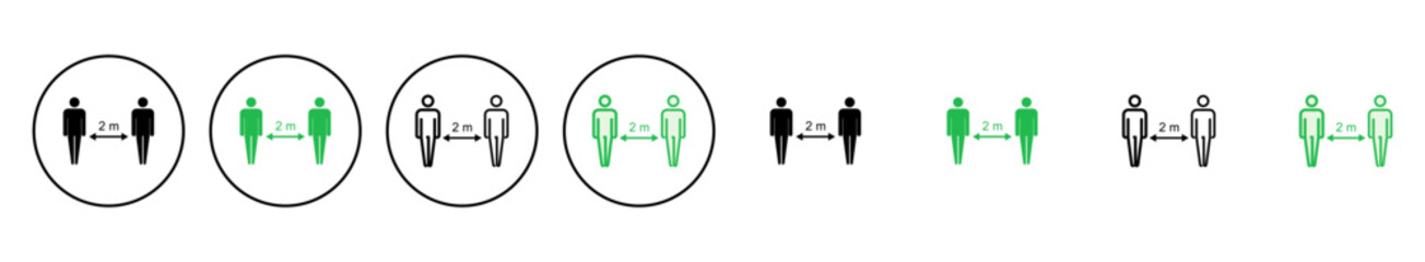 Social distance icon set. social distancing icon. self quarantine sign