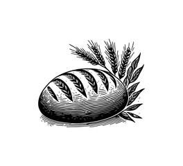 sourdough bread logo template logo black and white - obrazy, fototapety, plakaty